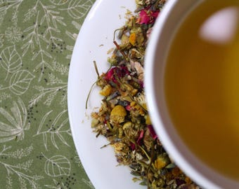 Evening Vale Herbal Tea - Chamomile, Lavender, Rose (1 oz Loose Leaf)