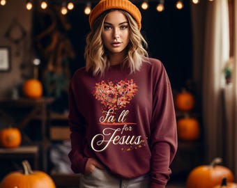 Fall for Jesus Sweatshirt: Christian Crewneck - Unisex Faith Apparel
