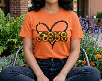 Jesus Sunflower Heart Shirt | Christian Faith Floral Tee