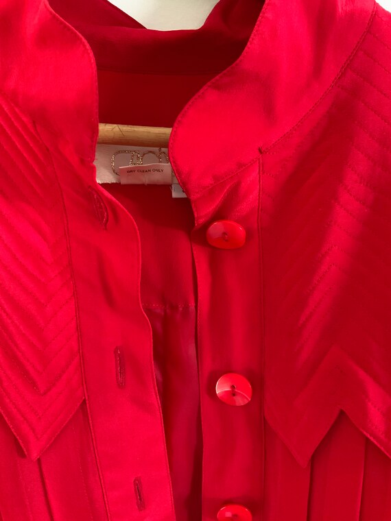 Vintage 100% silk red bomber jacket-FREE US Shipp… - image 2