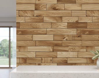 Wood Panel Wallpaper, Rustic Wood Plank Wall Mural, Brown Natural Timber Peel and Stick Wallpaper