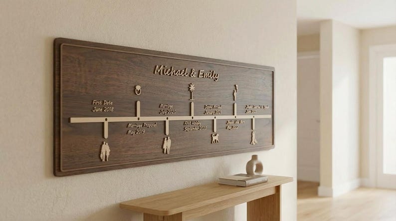 Personalized Family Timeline Wooden Sign With Vinyl Details, Custom ...