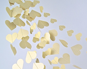 Gold Hearts Paper Garland,  20 Colors to Choose