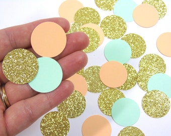 Gold, Mint and Peach Confetti, Table Decoration