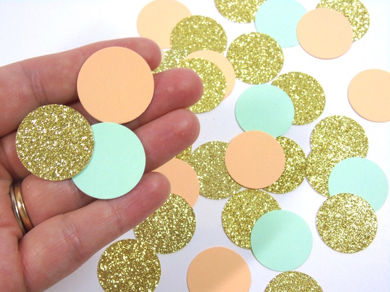 Gold, Mint and Peach Confetti, Table Decoration image 1