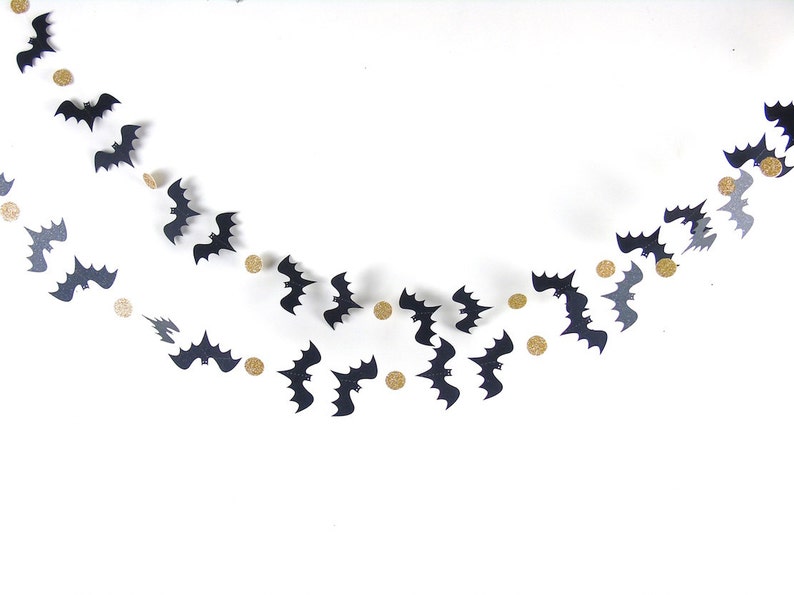 Halloween Garland Bat Garland Paper Garland in Black and | Etsy