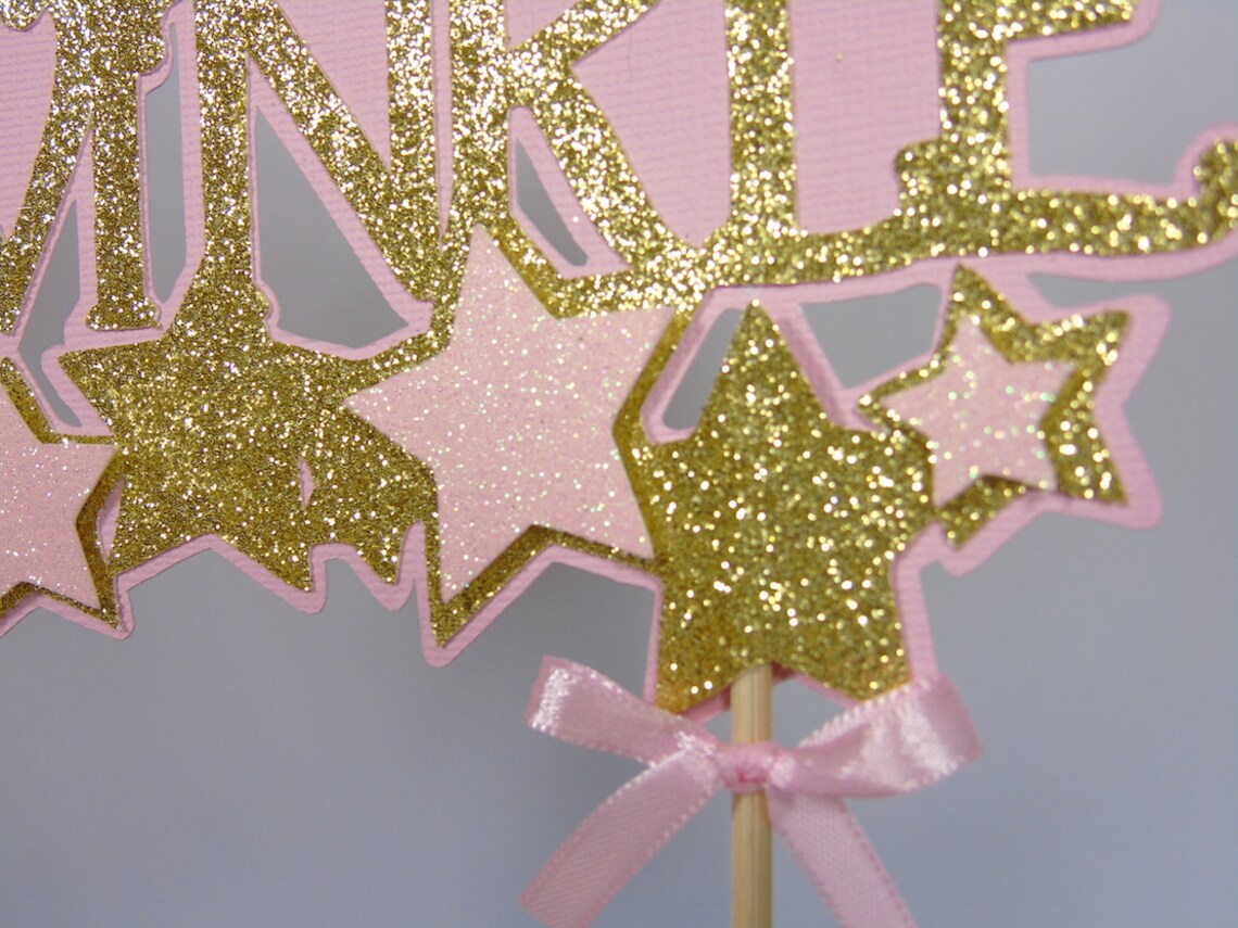 Twinkle Twinkle Little Star Cake Topper Gold and Pink - Etsy