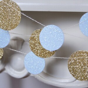 Gold and Blue Garland, Bridal Shower, Baby Shower, Party Decorations, Birthday Decoration image 2