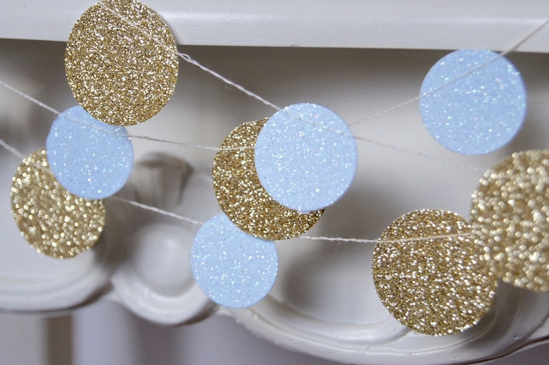 Gold and Blue Garland, Bridal Shower, Baby Shower, Party Decorations, Birthday Decoration image 2