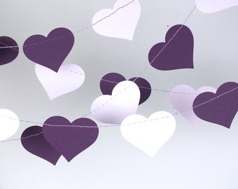 Purple and Pink Heart Paper Garland, David's Bridal Plum Garlands, Double-Sided, Bridal Shower, Party Decorations, Birthday Decoration
