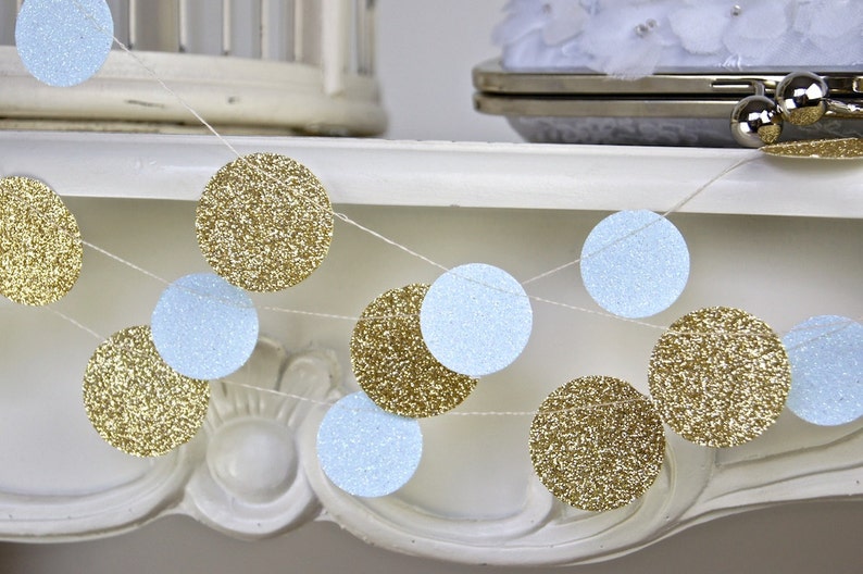 Gold and Blue Garland, Bridal Shower, Baby Shower, Party Decorations, Birthday Decoration image 3