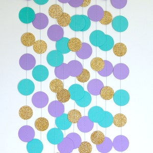 Mermaid Party Decorations, Paper Garland in Lavender, Teal and Gold, Mermaid Party, Double-Sided, Party Decorations, Birthday Decor image 5