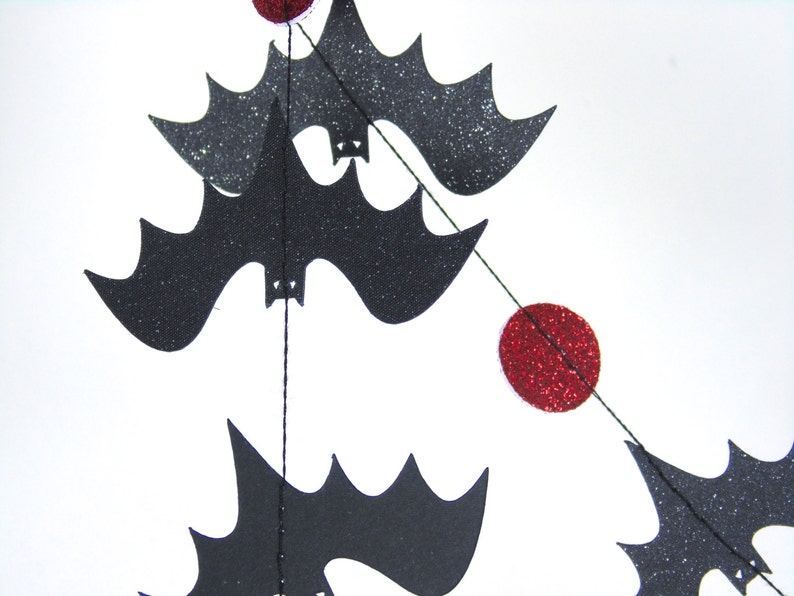 Halloween Garland, Bat Garland, Paper Garland in Black and Gold image 3