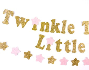 Twinkle, Twinkle Little Star Gold Glitter Banner, Garlands and Confetti