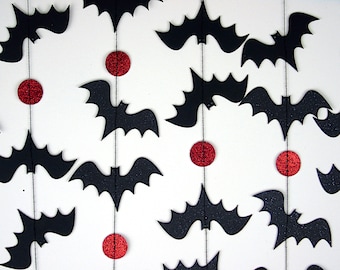 Halloween Garland, Bat Garland, Paper Garland in Black and Gold