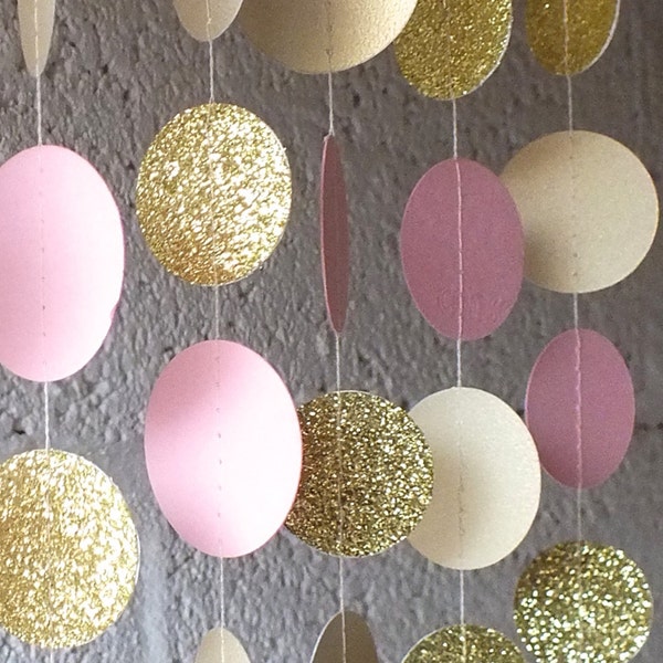 Garland in Cream Blush en Goud, Dubbelzijdige, Bruidsdouche, Baby Shower, Birthday Decor, Pink Gold Birthday, Pink Gold Party