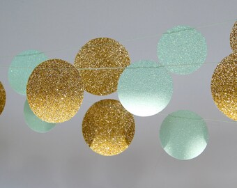 Gold and Mint Garland, Bridal Shower, Baby Shower, Party Decorations, Birthday Decoration, Mint Gold Party