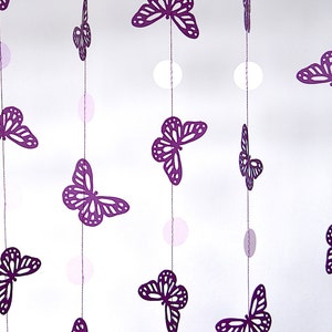 Purple Butterfly Paper Garland, Double-Sided, Bridal Shower, Baby Shower, Party Decorations, Birthday Decoration image 1