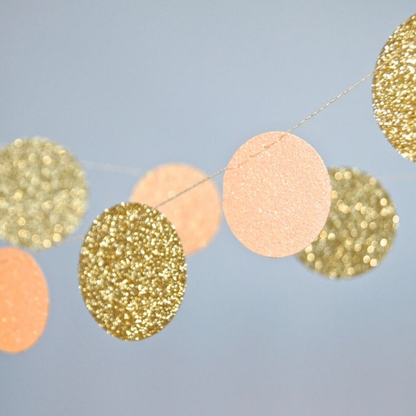 Gold and Peach Garland, Bridal Shower, Baby Shower, Party Decorations, Birthday Decor