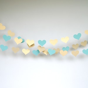 Gold Hearts Garlands, Gold and Teal Blue, Turquoise and Gold, Double-Sided, Bridal Shower, Party Decorations, Birthday Decoration image 4