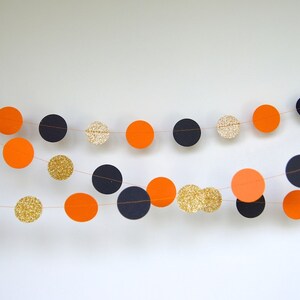 Halloween Garland, Paper Garland in Black, Orange and Gold, Double-Sided, Bridal Shower, Baby Shower, Party Decorations, Birthday Decoration image 5