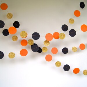 Halloween Garland, Paper Garland in Black, Orange and Gold, Double-Sided, Bridal Shower, Baby Shower, Party Decorations, Birthday Decoration image 4
