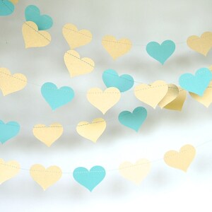 Gold Hearts Garlands, Gold and Teal Blue, Turquoise and Gold, Double-Sided, Bridal Shower, Party Decorations, Birthday Decoration image 2