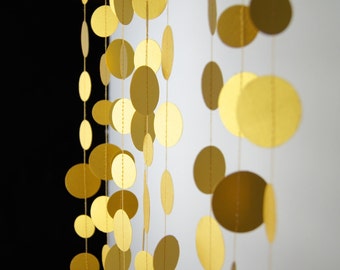 Gold Circles Paper Garland,  20 Colors to Choose, Double-Sided, Bridal Shower, Birthday Decoration, Gold Birthday, Gold Party