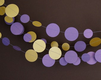 Paper Garland in Purple and Gold, 18 Colors, Bridal Shower, Baby Shower, Party Decorations, Birthday Decor