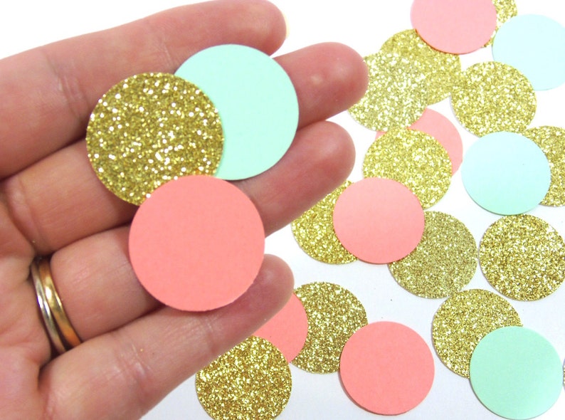 Gold, Mint and Peach Confetti, Table Decoration image 4