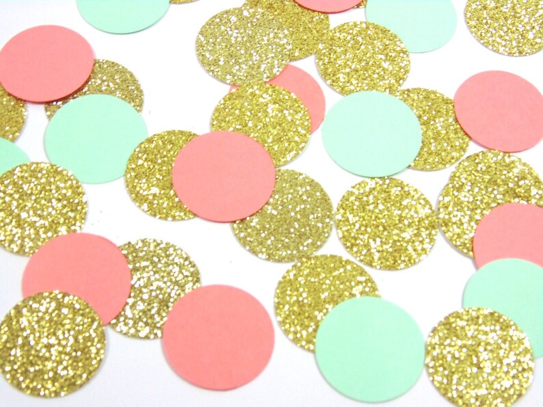 Gold, Mint and Peach Confetti, Table Decoration image 3