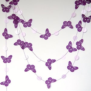 Purple Butterfly Paper Garland, Double-Sided, Bridal Shower, Baby Shower, Party Decorations, Birthday Decoration image 5