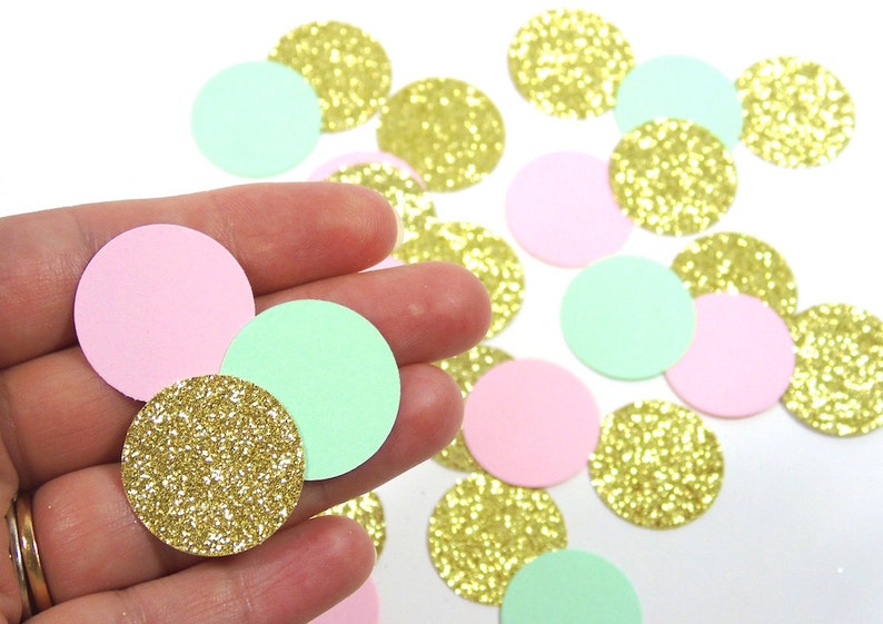 Gold, Mint and Peach Confetti, Table Decoration image 2
