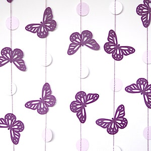 Purple Butterfly Paper Garland, Double-Sided, Bridal Shower, Baby Shower, Party Decorations, Birthday Decoration image 4