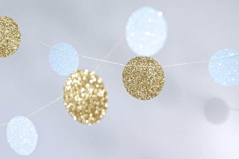 Gold and Blue Garland, Bridal Shower, Baby Shower, Party Decorations, Birthday Decoration image 1