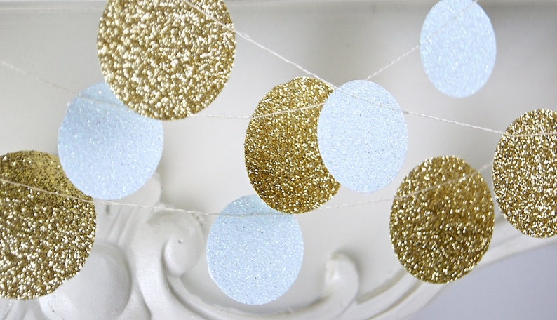 Gold and Blue Garland, Bridal Shower, Baby Shower, Party Decorations, Birthday Decoration image 5