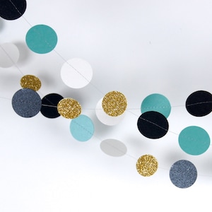 Teal, Black, White and Gold Garland, 20 Colors, It is a Boy Party, Bridal Shower, Baby Shower, Party Decorations, Birthday Decor