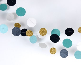 Teal, Black, White and Gold Garland, 20 Colors, It is a Boy Party, Bridal Shower, Baby Shower, Party Decorations, Birthday Decor