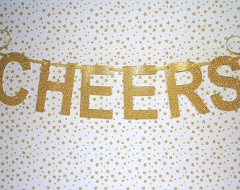 Cheers Gold Glitter Banner