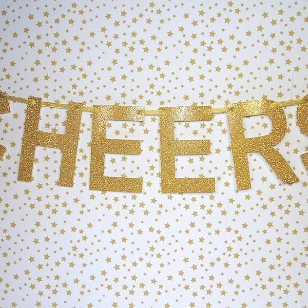 Cheers Gold Glitter Banner