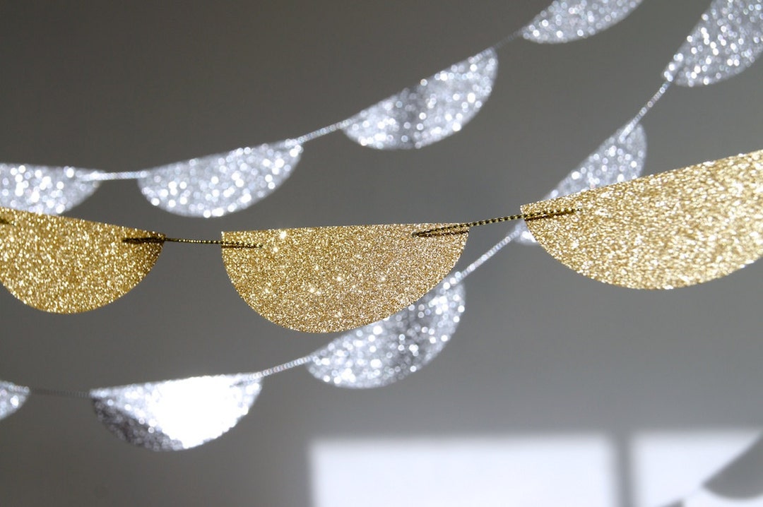 Glitter Paper Garland, Gold or Silver, Bridal Shower, Baby Shower ...