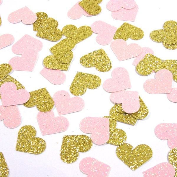 Gold and Pink Hearts Glitter Confetti, Colors to choose