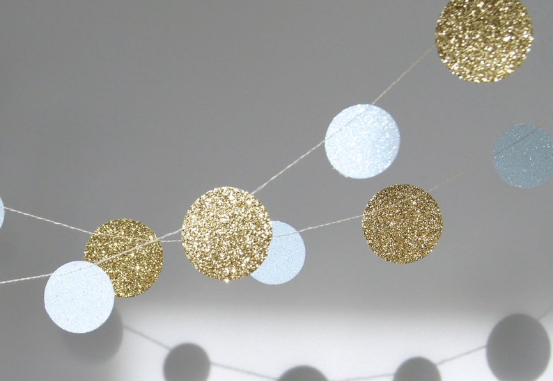 Gold and Blue Garland, Bridal Shower, Baby Shower, Party Decorations, Birthday Decoration image 4