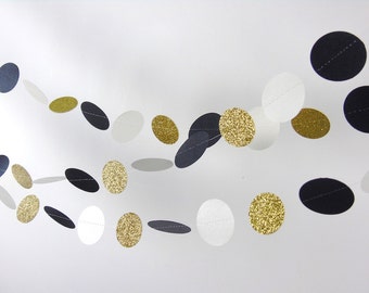 Black, White and Gold Paper Garland, 20 Colors to Choose, DoubleSided, Bridal Shower, Baby Shower, Party Decorations, Birthday Decoration