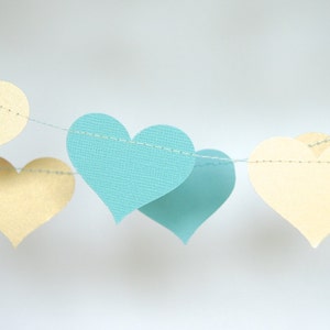 Gold Hearts Garlands, Gold and Teal Blue, Turquoise and Gold, Double-Sided, Bridal Shower, Party Decorations, Birthday Decoration image 5