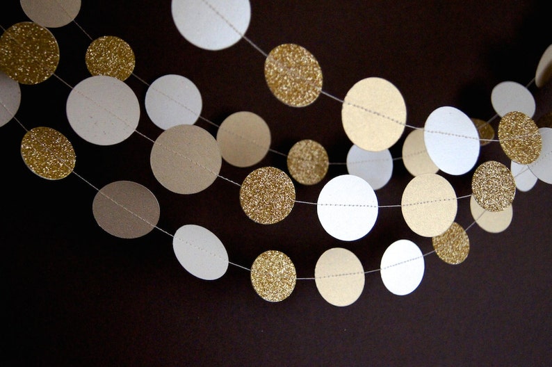 Gold Garlands Paper Garland in Cream Gold and Glittered - Etsy UK