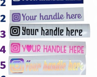 Custom Instagram Handle Vinyl Decal | Personalized Social Media Name Sticker | Business Logo Decal | Car, Laptop, Mirror, Water Bottle