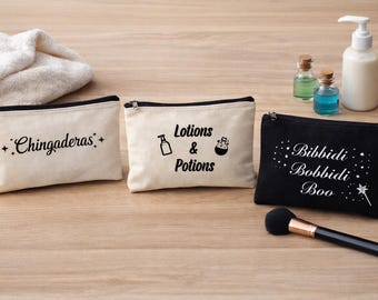 Personalized Canvas Zipper Pouch | Custom Name Makeup Bag | Minimal Canvas Cosmetic Bag | Gift for Her | Custom Travel Pouch