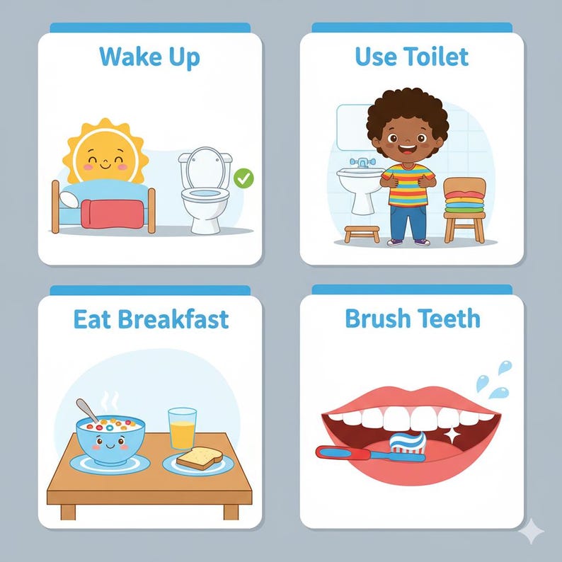 Morning Routine Flashcards: Visual Schedule, Daily Task Cards ...