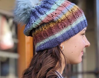 Seed And Leaf Knitting Pattern For Beanie Toque - DK Sport Yarn - Adventurous - PDF Pattern Only